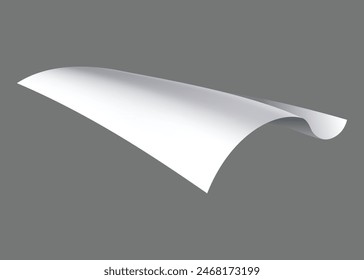 Fliegende Papierseite, Symbol. Fallende Dokumente Blatt. Geschwungene Ecke oder Flugblatt. Verstreutes Büroblatt in Bewegung. Vektorgrafik Cartoon Illustration