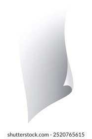 Página de papel voador, ícone. Caindo na folha de documentos. Canto curvo ou folha de página mosca. Folha de escritório espalhada em movimento. Ilustração de desenho animado vetorial