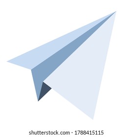 flying paper plane fly air idea symbol on white background 