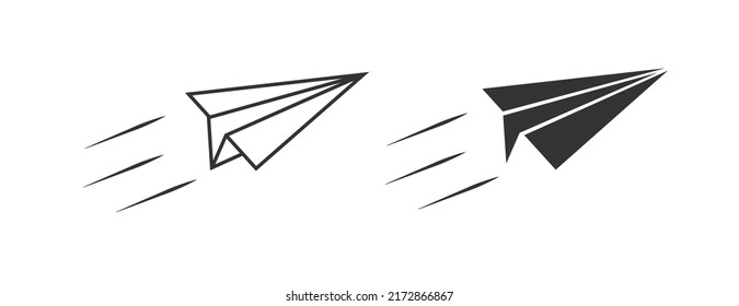 Flying Paper Plane Icon. Origami Illustration Symbol. Sign Creative Airplane Vector.