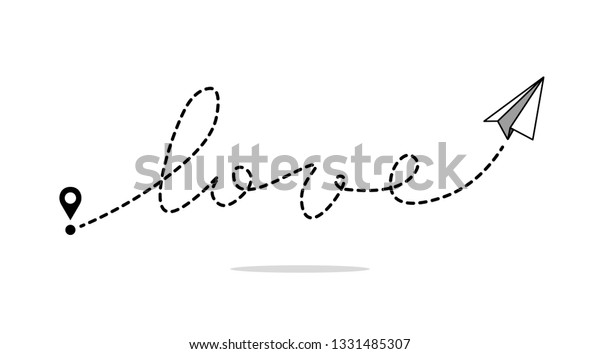 Flying Paper Plane On Dotted Route Stock Vector Royalty Free
