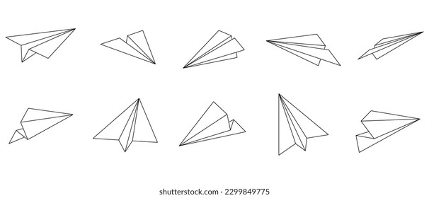 Flying Paper Plane Outline Illustration 