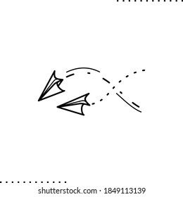 flying paper planes outline vector icon