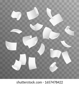 Fliegende Papierblätter. Einzeln auf transparentem Hintergrund.  Realistische 3D-Fliegerpapiere mit weißer Leere.
