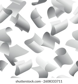 Flying paper sheets seamless pattern. Papers fall vector illustration