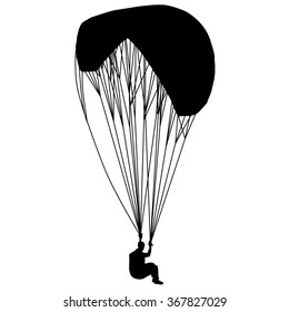 Flying para glider. Paragliding. Useful Black Vector element.