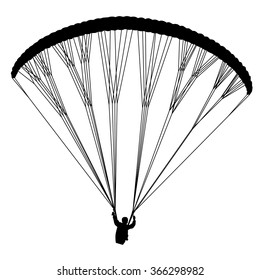 Flying para glider. Useful Black Vector element.