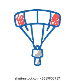 flying parachutist doodle icon sketch vector. flying parachutist sign. isolated symbol illustration