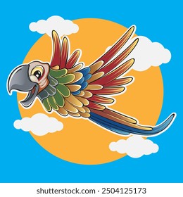 flying parrot cartoon design that you might like