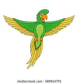 Flying Parrot cartoon vector illustration