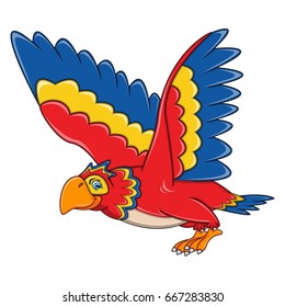 Flying Parrot Cartoon Vector Illustration