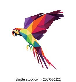 Flying Parrot in Polygonal Low poly. abstract Flying Parrot Icon Vector. Polygon Animal Parrot Vector