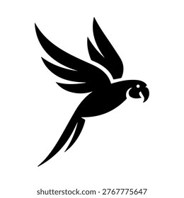 Flying parrot silhouette vector illustration.