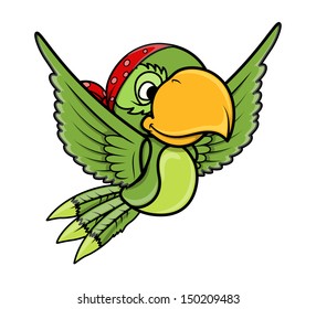 Flying Parrot - Vector Cartoon Illustration