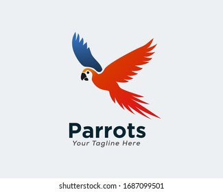 Flying parrots art logo design inspiration