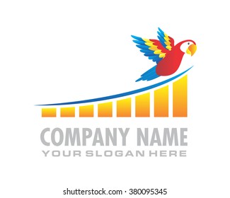 flying parrots macaw diagram logo image