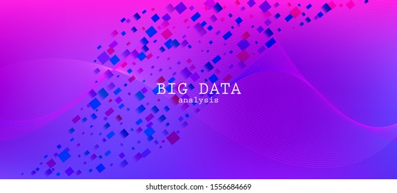 Flying Particles Distressed Purple Vector. Big Data Neon Wallpaper. Funky Geometric Background. 3D Flow Shapes Website. Pink Blue Purple Futuristic Gradient Overlay. Data Stream Minimal Banner.