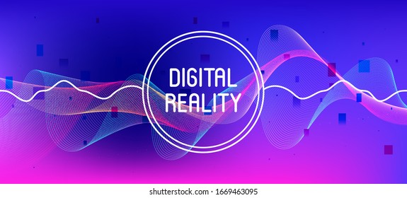 Flying Particles Distressed Purple Vector. Data Analytics Cool Banner. Punk Geometric Background. 3D Liquid Shapes Website. Pink Blue Purple Futuristic Gradient Overlay. Big Data Neon Background.