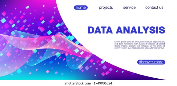 Flying Particles Distressed Purple Vector. Data Analytics Cool Banner. Big Data Neon Background. Pink Blue Purple Futuristic Gradient Overlay. Punk Geometric Background. 3D Liquid Shapes Layout.
