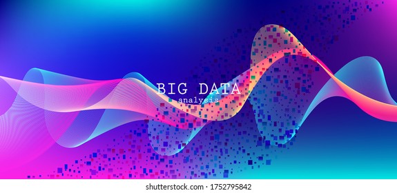 Flying Particles Distressed Purple Vector. 3D Fluid Shapes Layout. Data Stream Minimal Banner. Pink Blue Purple Futuristic Gradient Overlay. Big Data Neon Wallpaper. Funky Geometric Background.