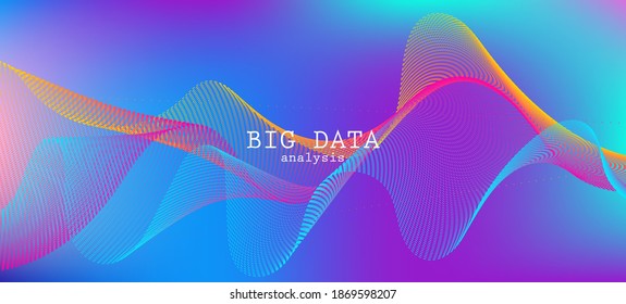 Flying Particles Distressed Purple Vector. Pink Blue Purple Futuristic Gradient Overlay. 3D Flow Shapes Website. Colorful Geometric Background. Data Analytics Cool Banner. Big Data Neon Background.