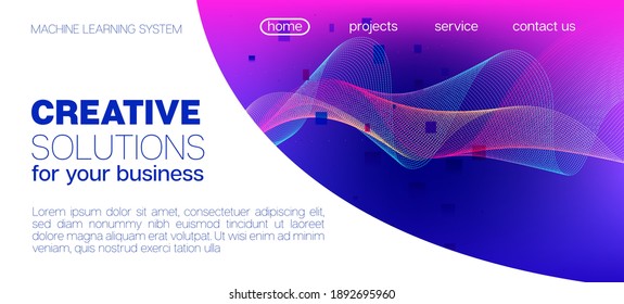 Flying Particles Distressed Purple Vector. 3D Flow Shapes Website. Pink Blue Purple Futuristic Gradient Overlay. Punk Geometric Background. Data Stream Minimal Banner. Big Data Neon Wallpaper.