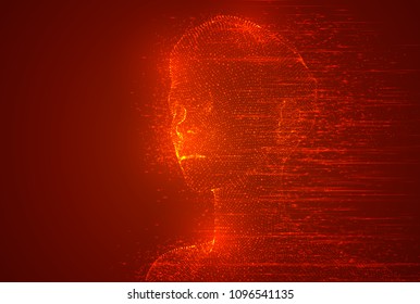 flying particles, a female body made of luminous particles. vector background