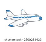 Flying passenger airplane isolated vector