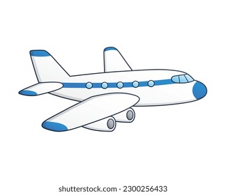 Flying passenger airplane isolated vector