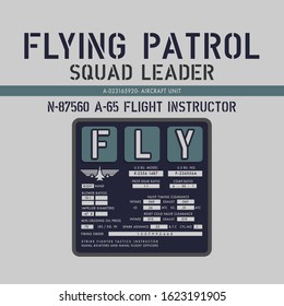 Flying patrol typography, tee shirt graphics, vectors