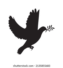 Flying Peace Dove Symbol Of Peace Silhouette Vector