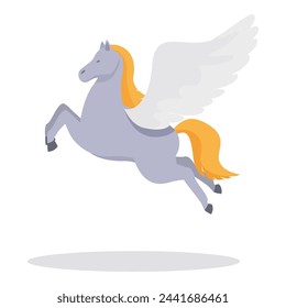 Icono de caballo pegaso volador vector de dibujos animados. Animal de cuento verde. Cuerno de magia