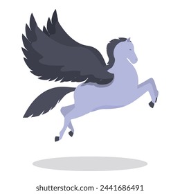 Flying pegasus icon cartoon vector. Ancient horse. Myth celestial tale