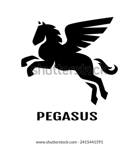 Flying Pegasus, logo. Vector illustration.