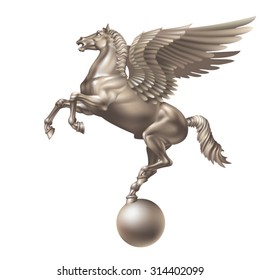 Flying Pegasus on a white background