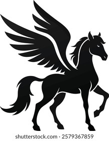 Flying Pegasus Vector Illustration of Winged Horse