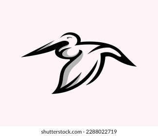 flying pelican art logo icon symbol design template illustration inspiration