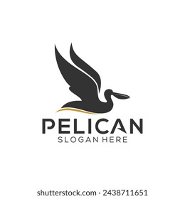 Flying Pelican bird logo design