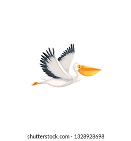 flying pelican icon on a white background