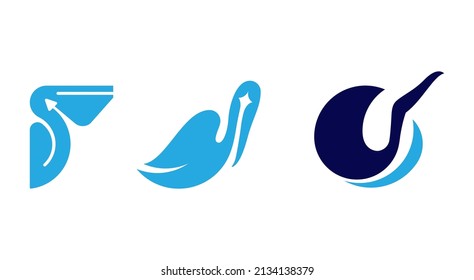 flying pelican logo design vector 