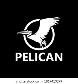 Flying Pelican Logo Template Design Vector