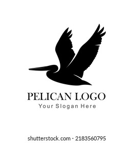 flying pelican logo vector template