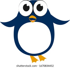 Flying penguin, illustration, vector on white background.