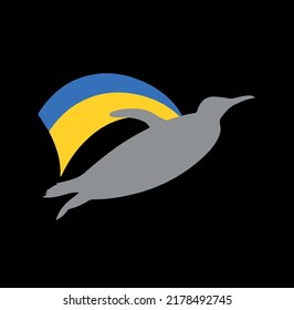 flying penguin vector icon Ukraine