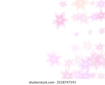 Flying petals isolated on white. Blossom elements flying. Falling cherry bloom flower parts.