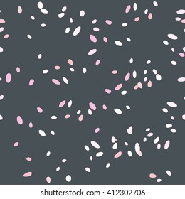 Flying  petals. Pattern on dark grey color background. Vector