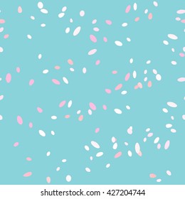 Flying petals. Pattern on Turquoise Blue Cyan color background. Vector