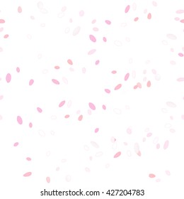 Flying petals. Pattern on white color background. Vector