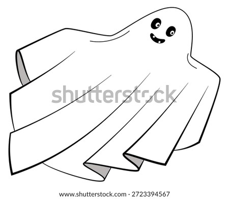 Flying phantom. Spooky horror monster with funny face