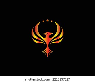 Flying Phoenix Abstract Logo Design Vector Template Logotype Concept.